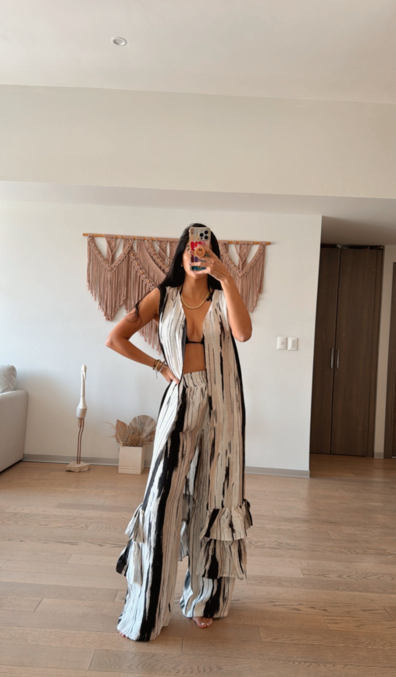Set Margot Kimono Negro Rayas