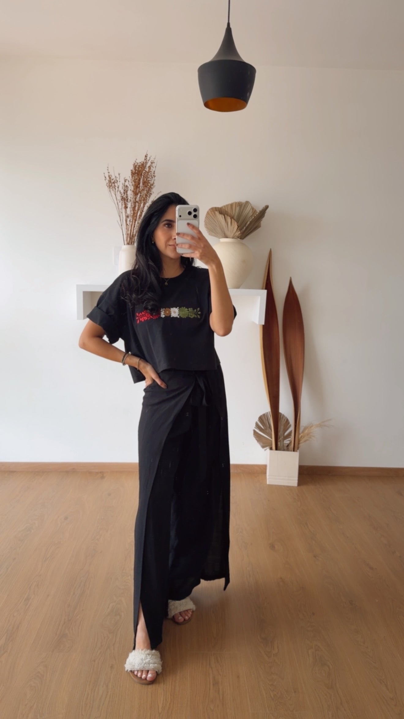 Crop Top Negra Bandera