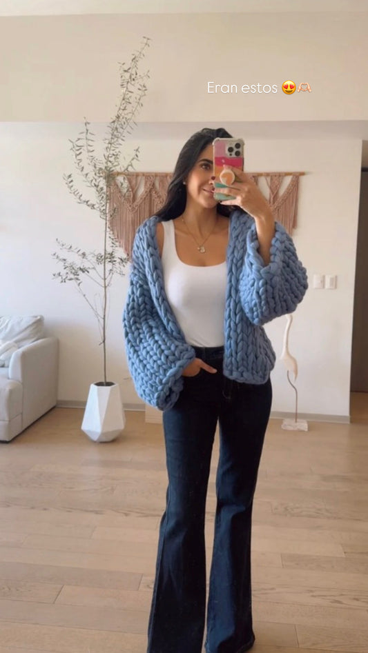 Suéter Merino Azul Cemento