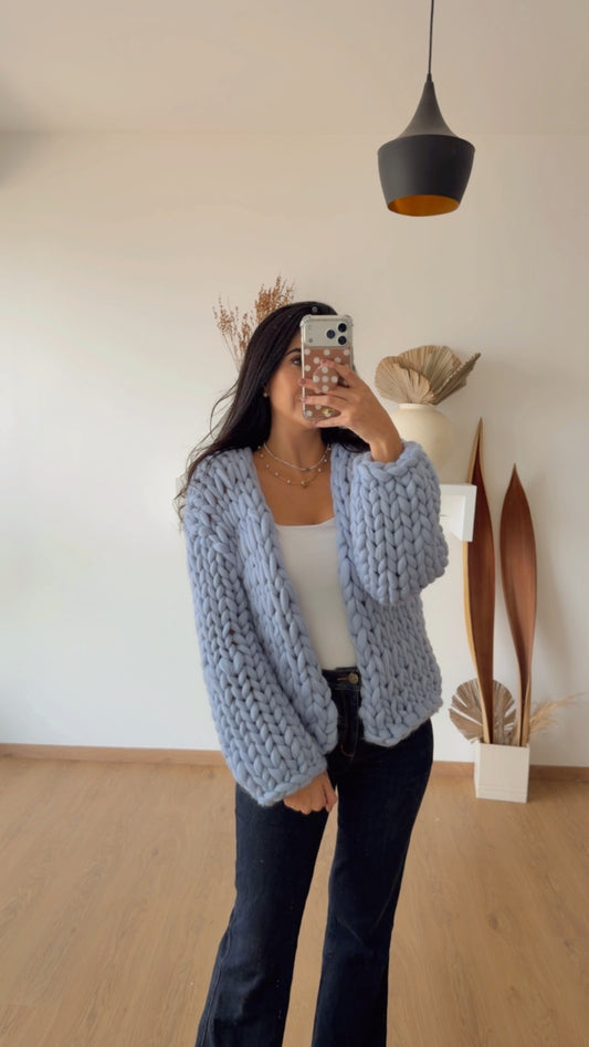 Suéter Merino Azul Pastel