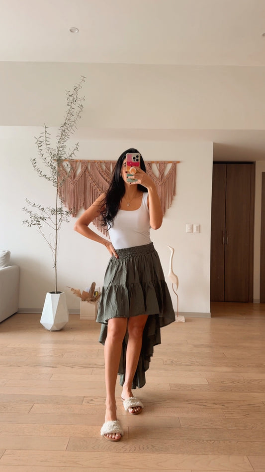 Falda Niña Verde Militar