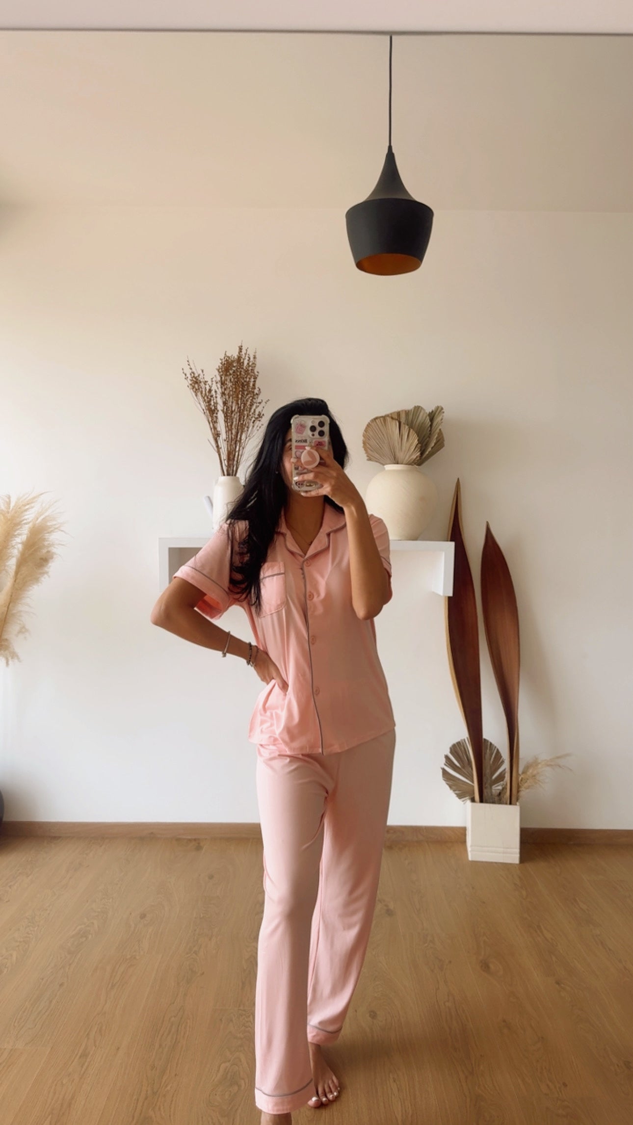Set Mom Pantalón Rosa con Gris