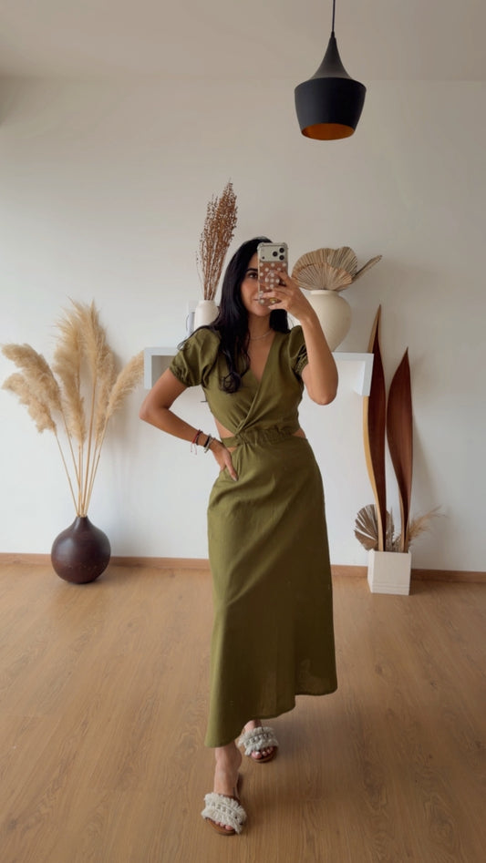 Vestido Mónica Verde Lino Ch