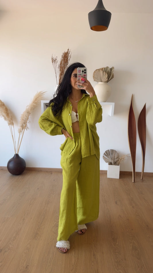 Set Romina Verde Limón Lino Español